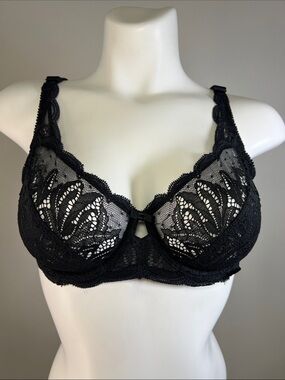Paramour Peridot Black Unlined Lace Underwire Bra 36C Paramour by Felina